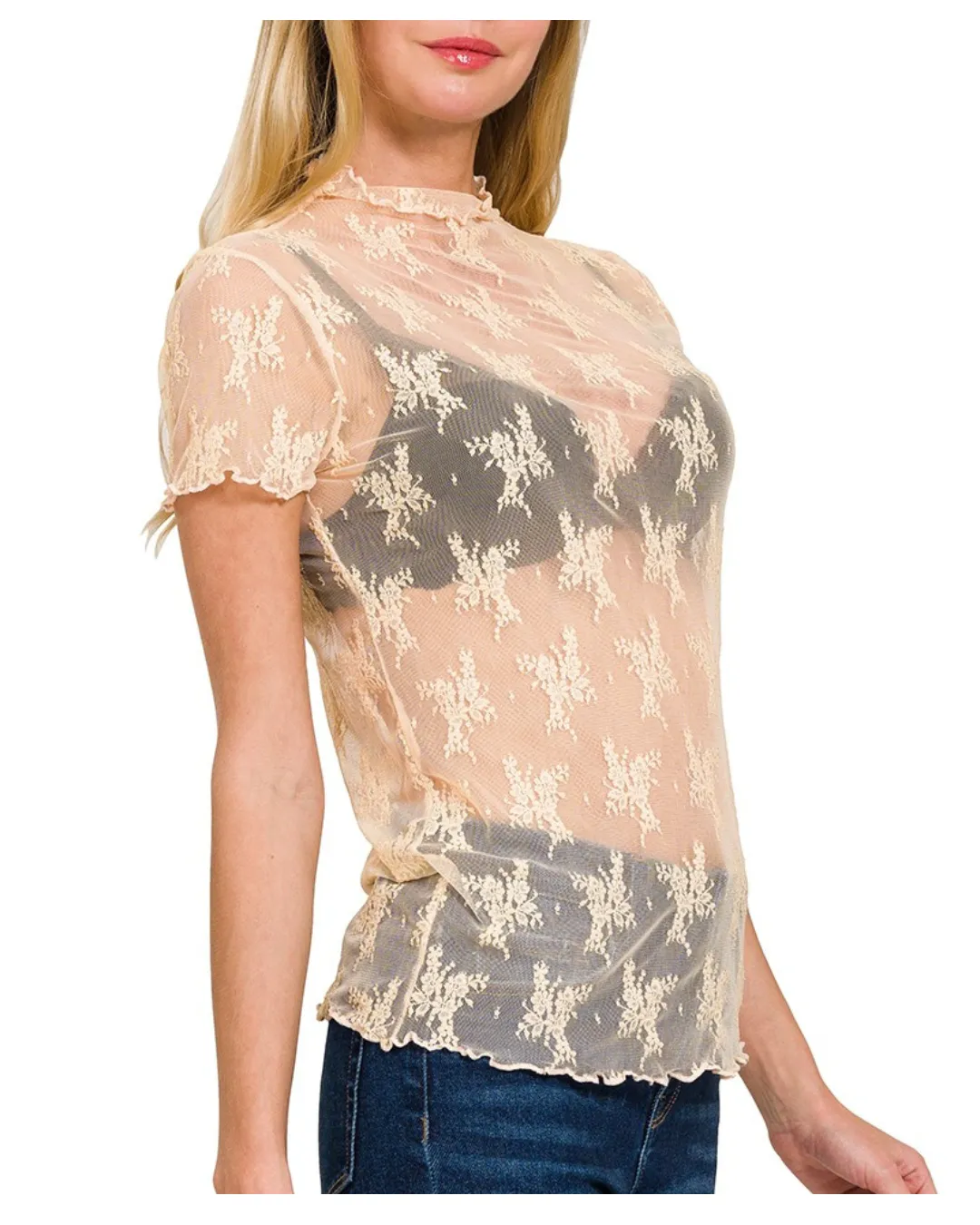 Just Looking Lace Top Nude