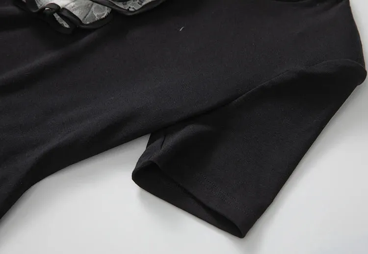 Kaori Top   Elastic Waist Dot Mesh Ruffles Long Skirt