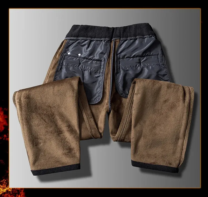 Khaki Black Gray Fleece Men's Corduroy Casual Pants