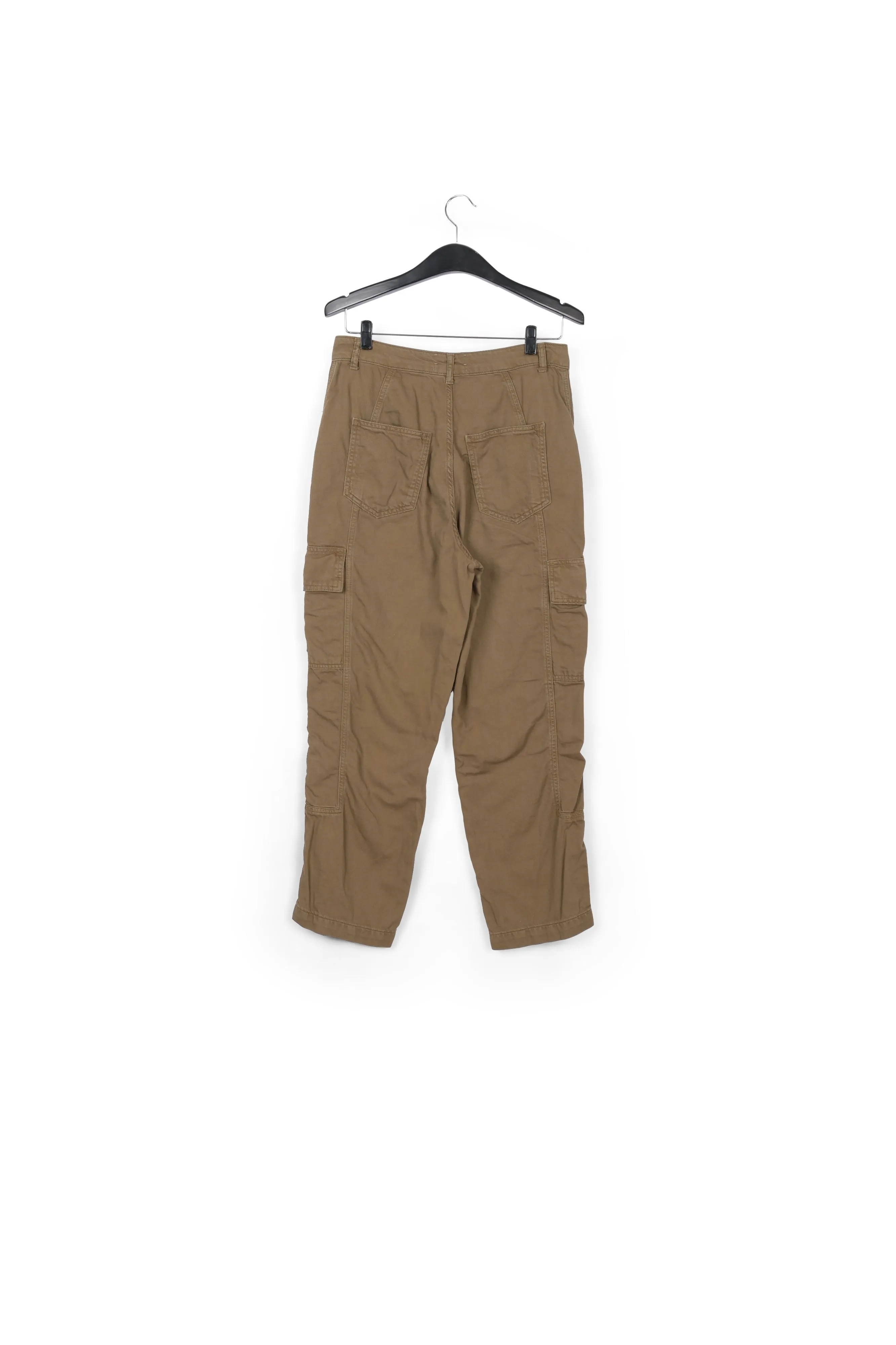 Khaki straight-leg cargo jeans