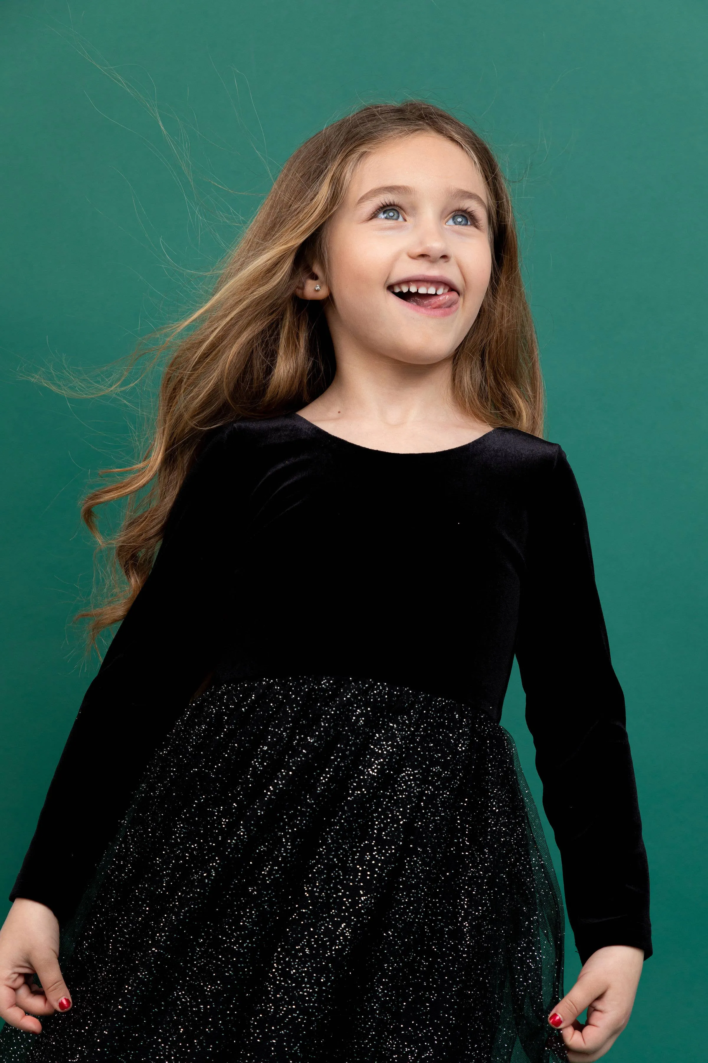 Kids   Baby Velvet   Tulle Christmas Dress - Celeste