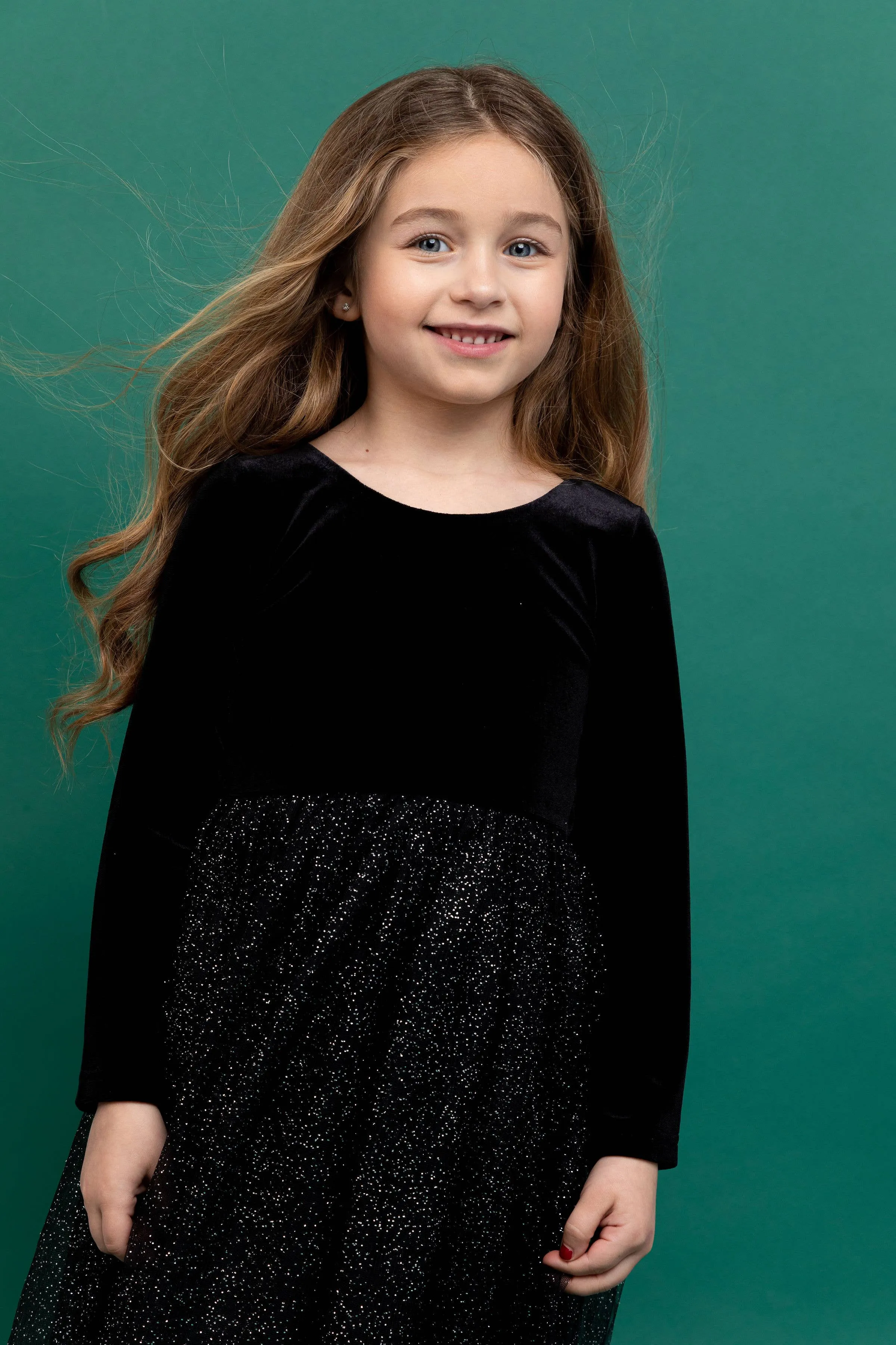 Kids   Baby Velvet   Tulle Christmas Dress - Celeste
