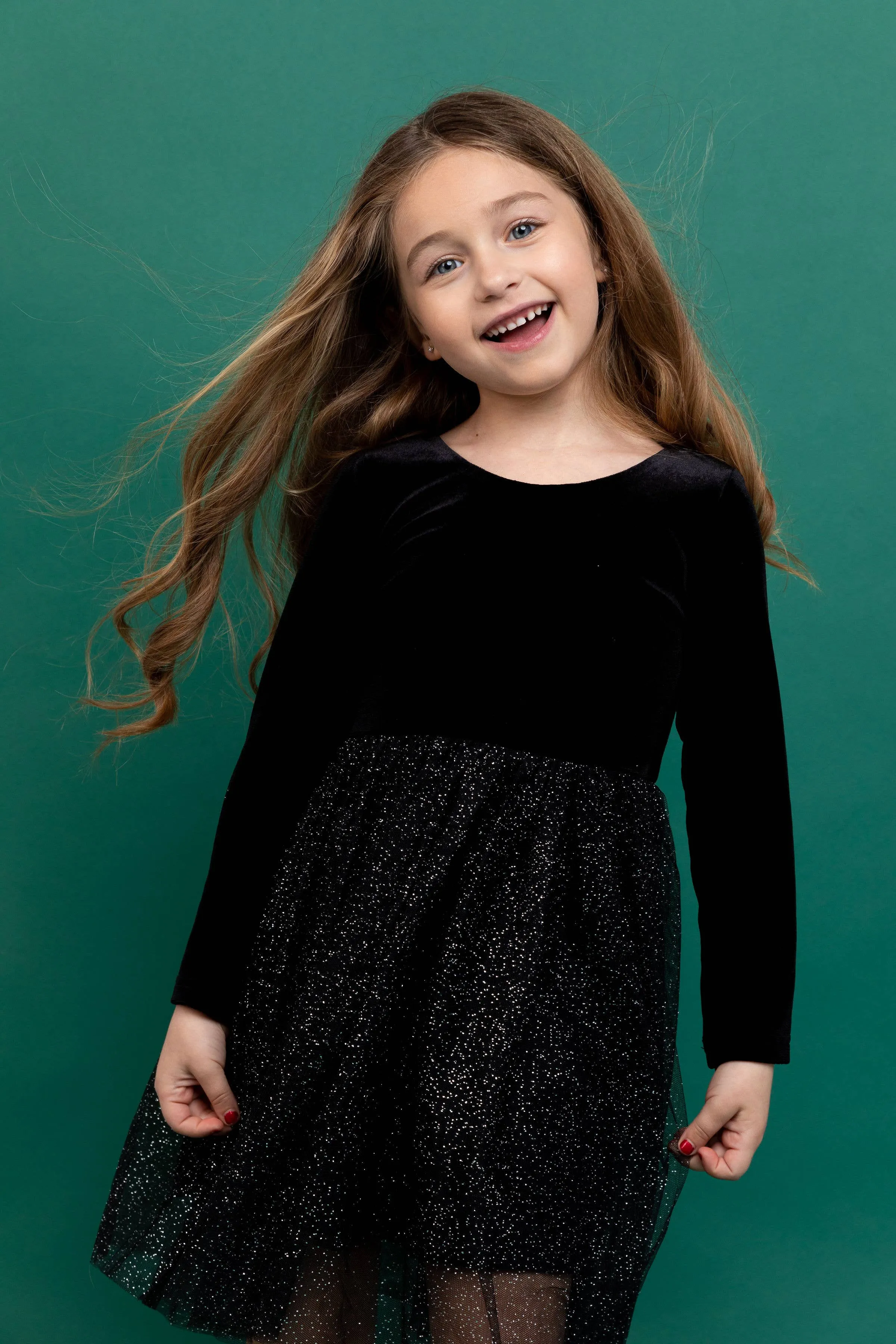 Kids   Baby Velvet   Tulle Christmas Dress - Celeste