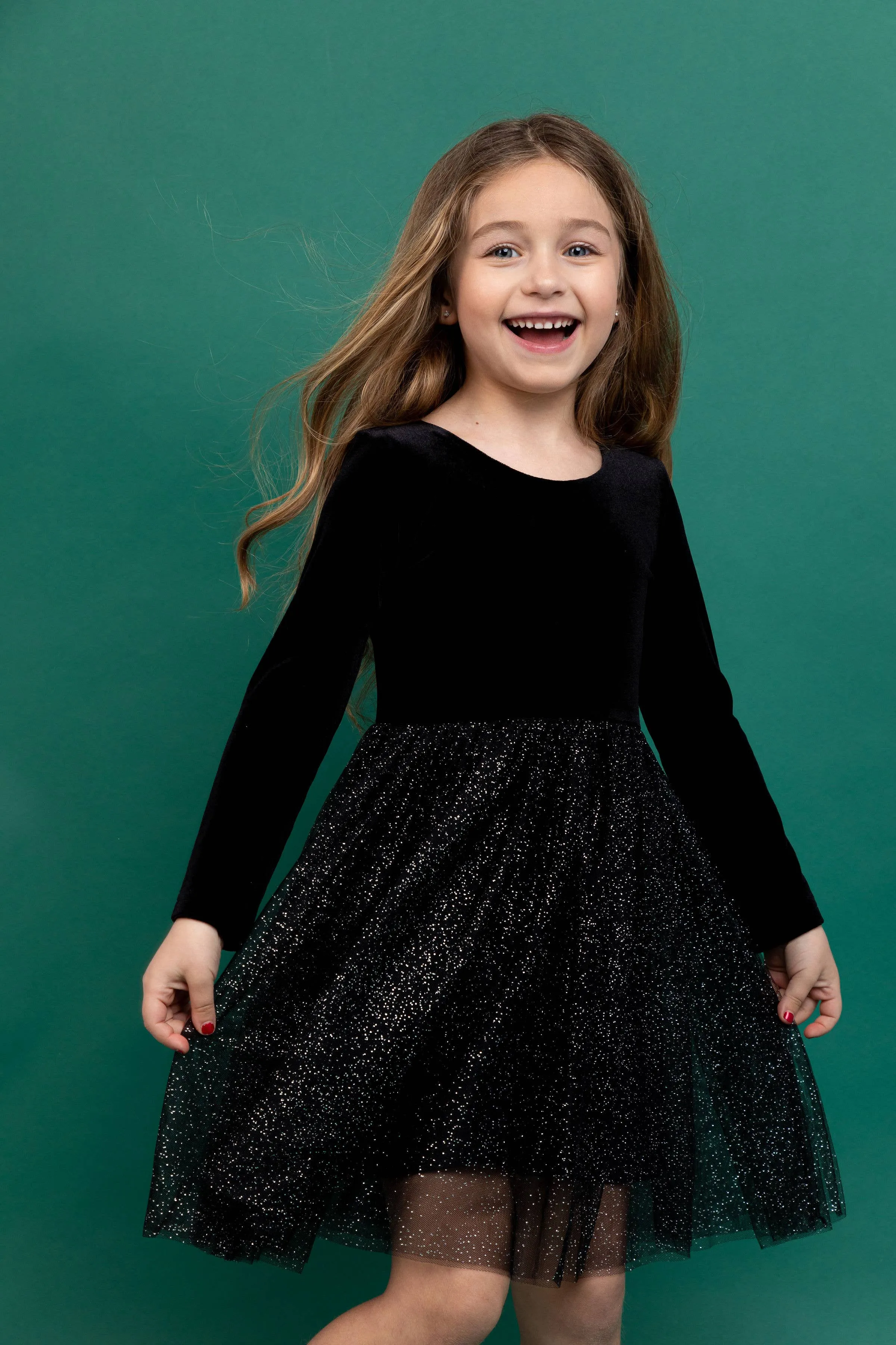 Kids   Baby Velvet   Tulle Christmas Dress - Celeste