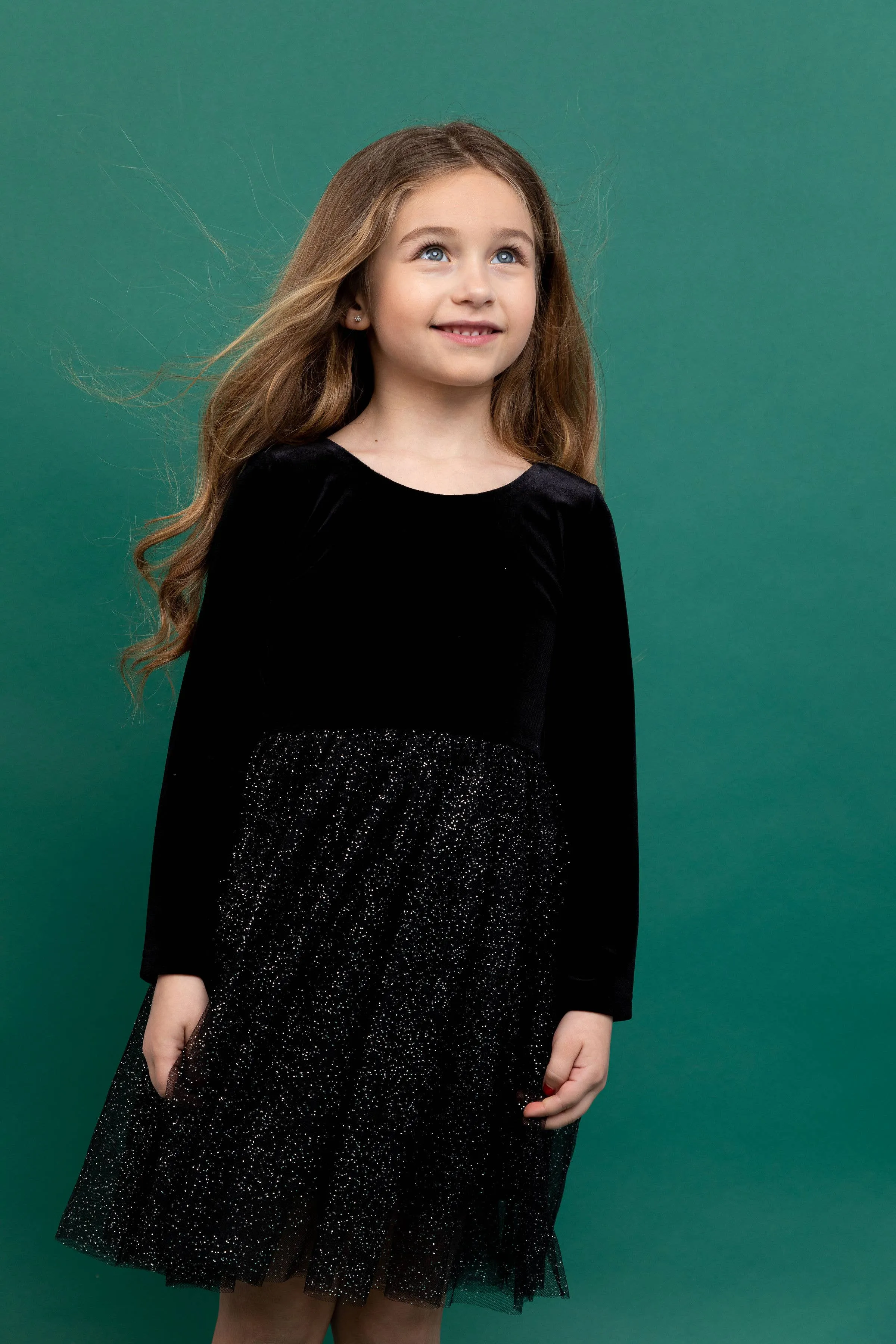 Kids   Baby Velvet   Tulle Christmas Dress - Celeste
