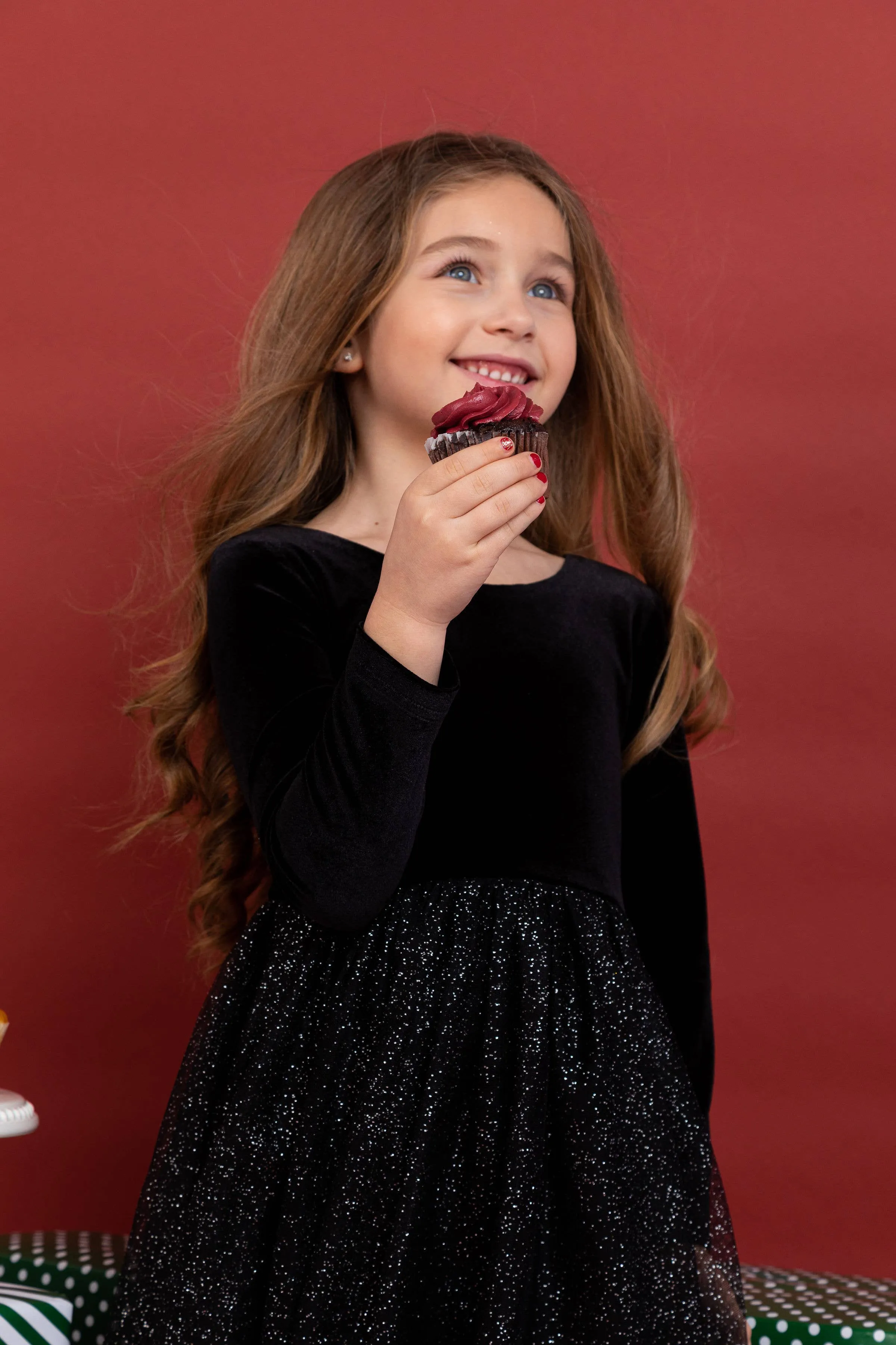 Kids   Baby Velvet   Tulle Christmas Dress - Celeste