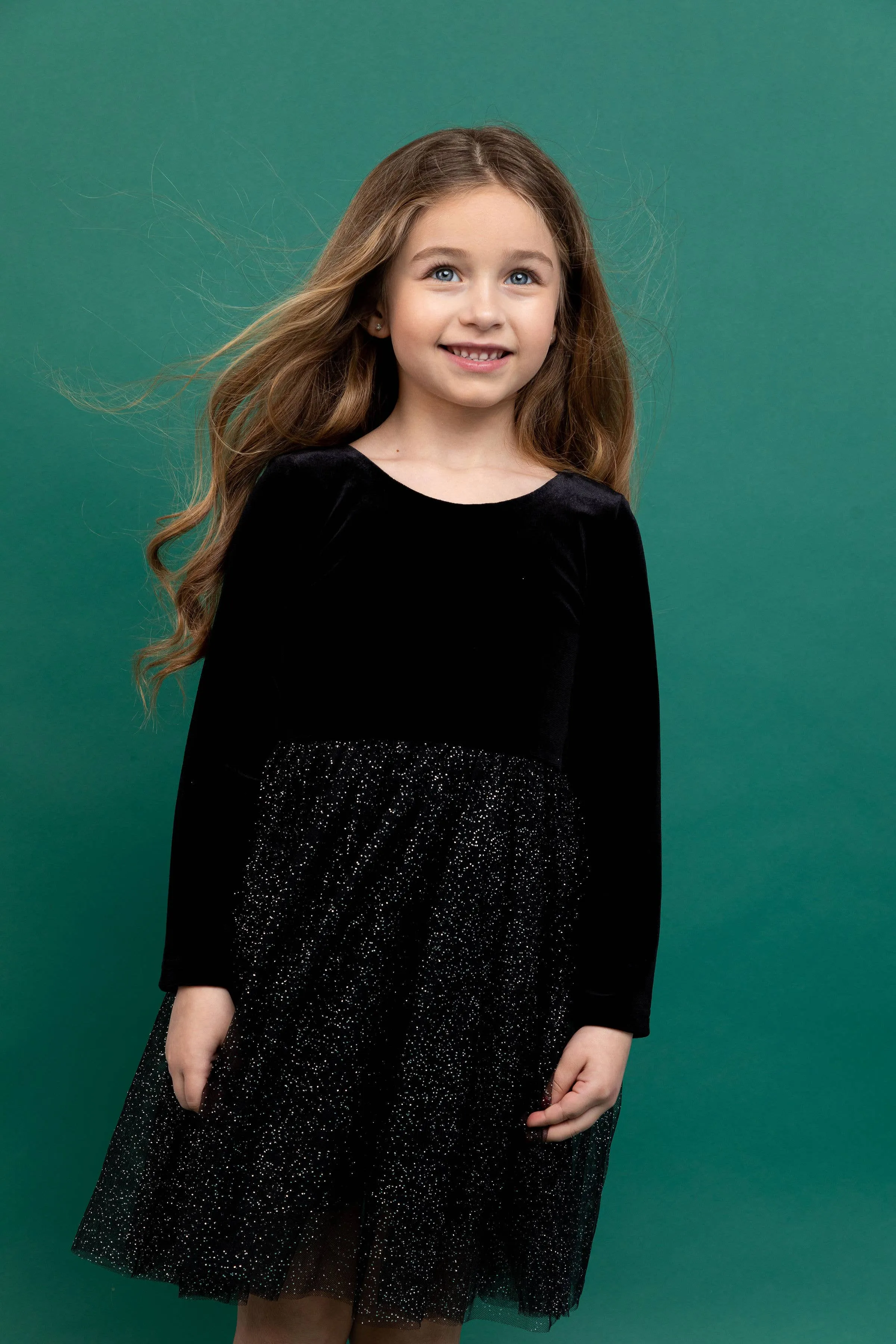 Kids   Baby Velvet   Tulle Christmas Dress - Celeste