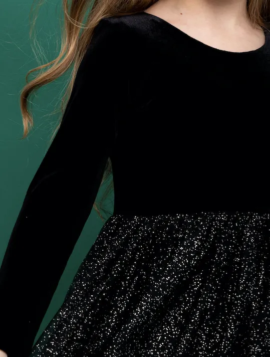 Kids   Baby Velvet   Tulle Christmas Dress - Celeste