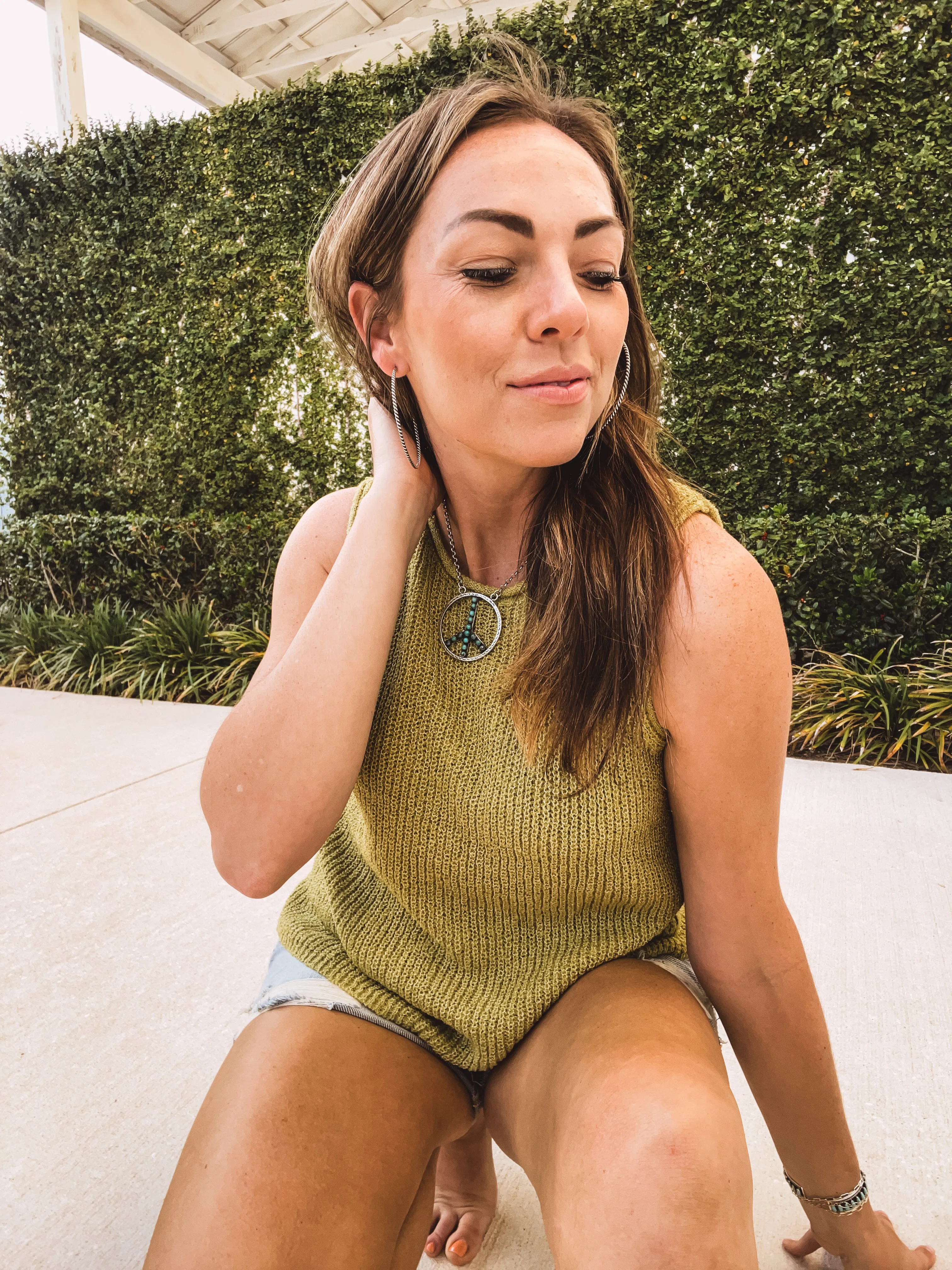 Kiwi Crochet Sweater Tank Lace Up Back