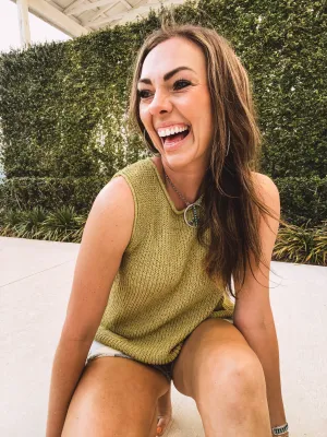 Kiwi Crochet Sweater Tank Lace Up Back