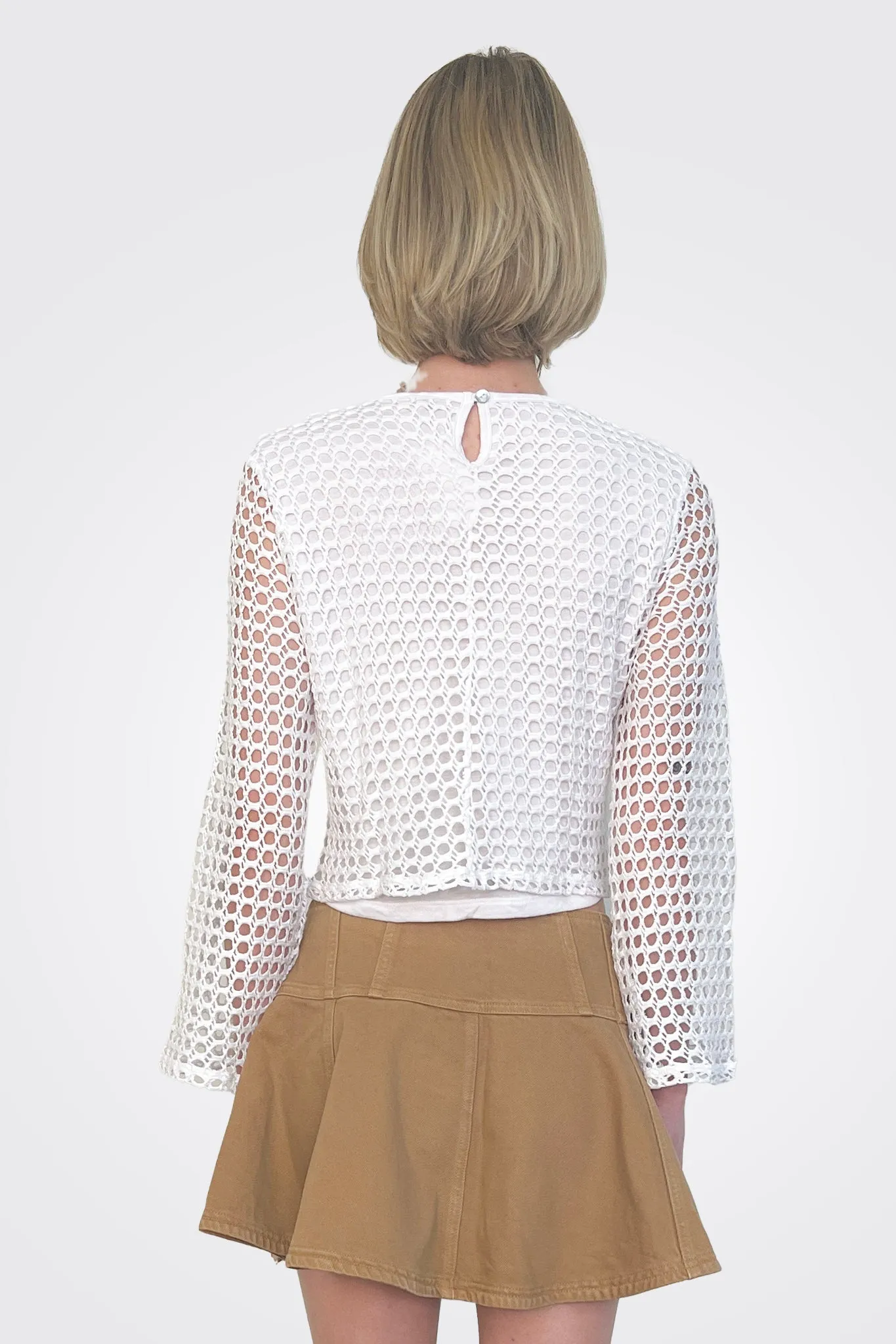 Knit Bell Sleeve Top - White