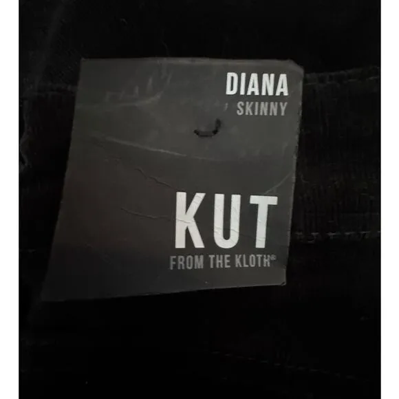 KUT FROM THE KLOTH NWT $99 Diana Skinny Black Corduroy Pants