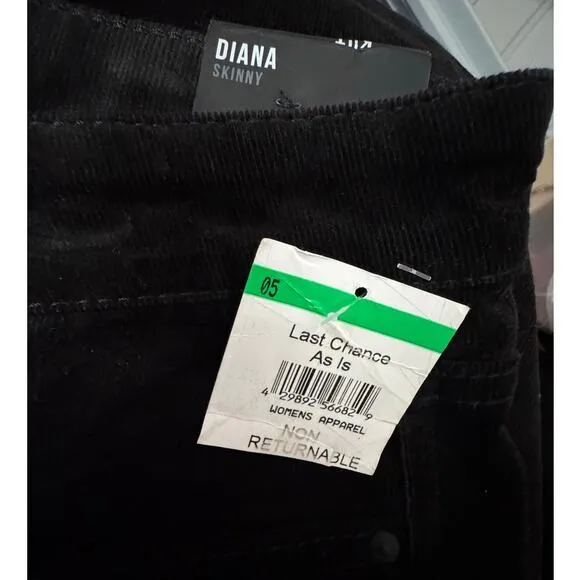 KUT FROM THE KLOTH NWT $99 Diana Skinny Black Corduroy Pants