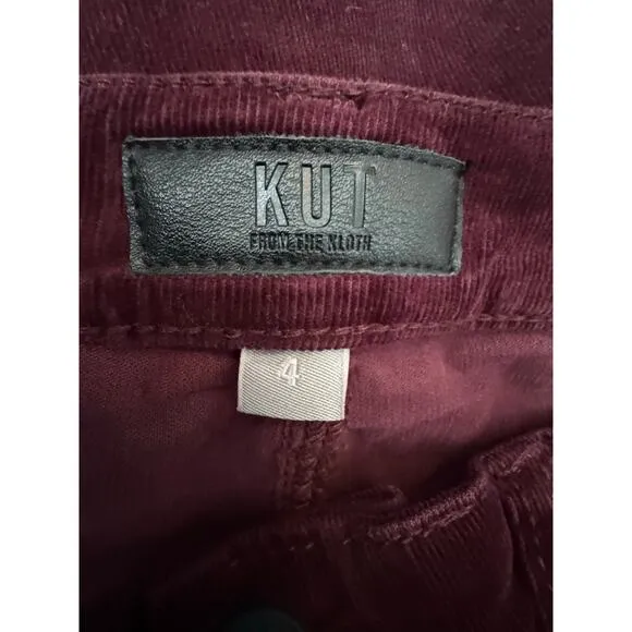 KUT FROM THE KLOTH NWT $99 Diana Skinny Corduroy Pants Burgundy