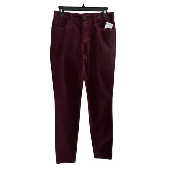 KUT FROM THE KLOTH NWT $99 Diana Skinny Corduroy Pants Burgundy