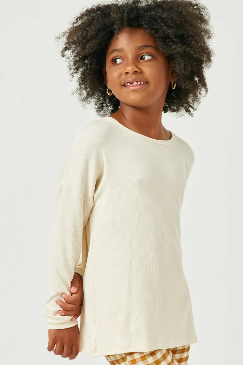 Lace Trim Back Long Sleeve Knit Top