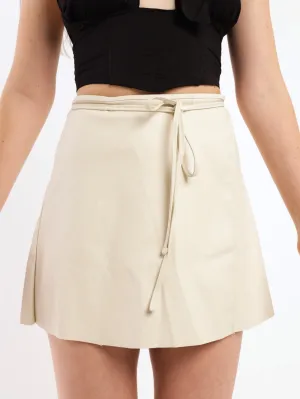 Ladies PU Wrap Skirt - Cream