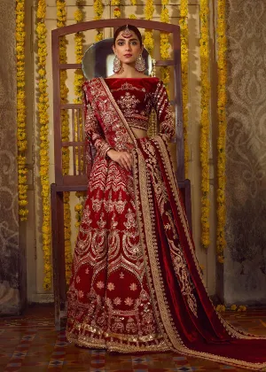 Latest Pakistani bridal dress 2020 online in maroon red color # B3463
