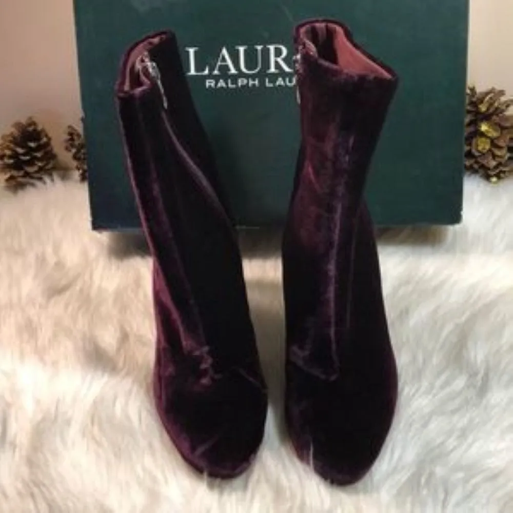 Lauren Ralph Lauren Bridgett Velvet Bootie 5.5B