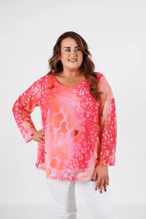 Leah Top in Pink/Orange