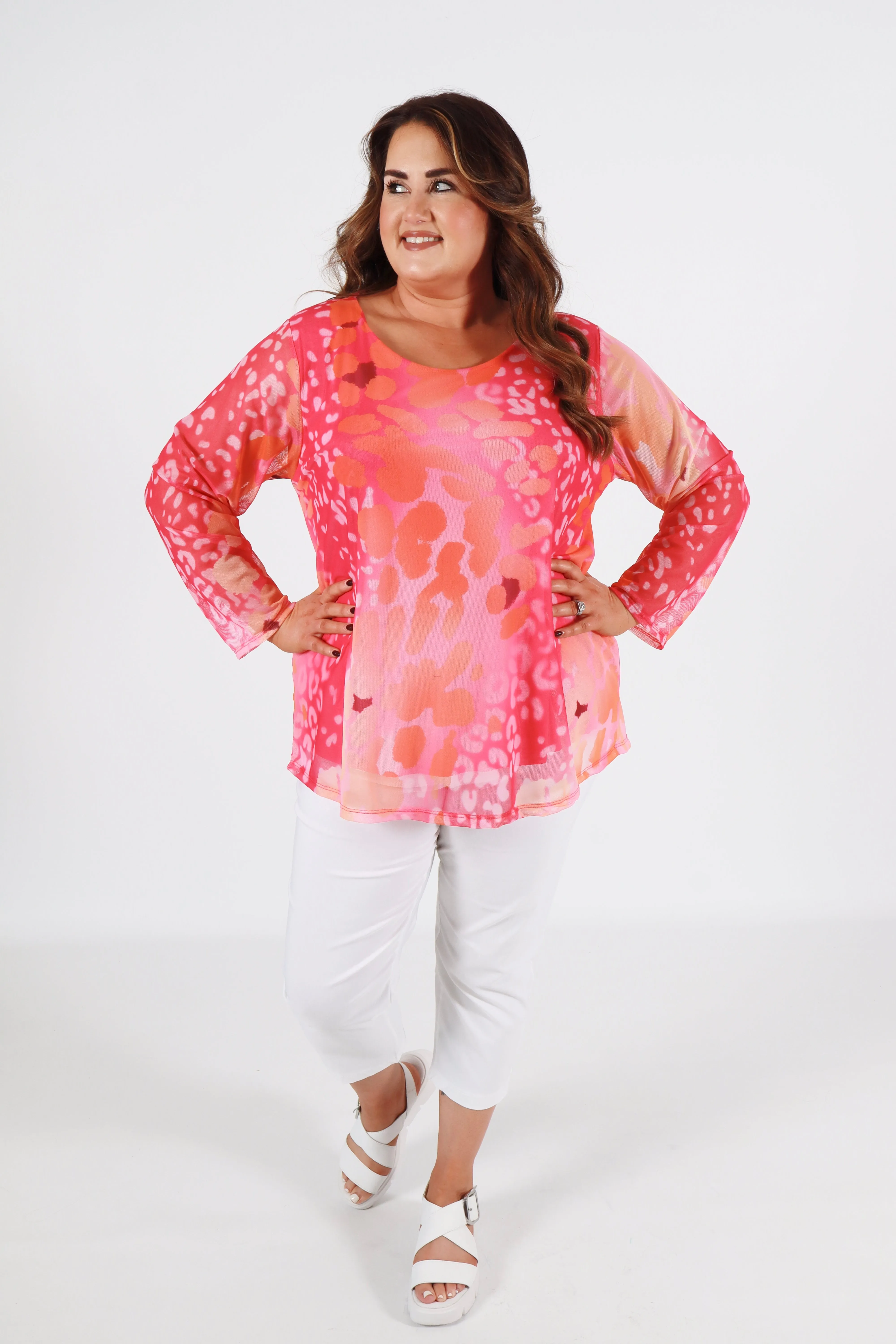 Leah Top in Pink/Orange
