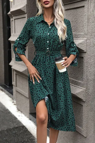Lex Polka Dot Tied Button Up Dress