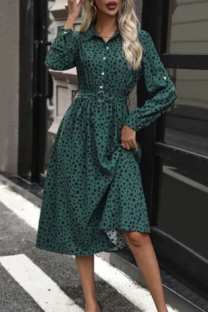 Lex Polka Dot Tied Button Up Dress