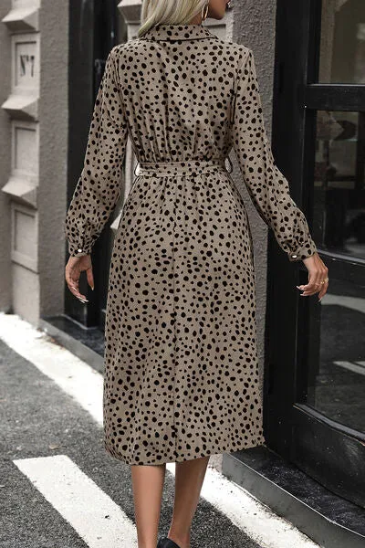 Lex Polka Dot Tied Button Up Dress