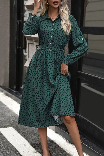 Lex Polka Dot Tied Button Up Dress