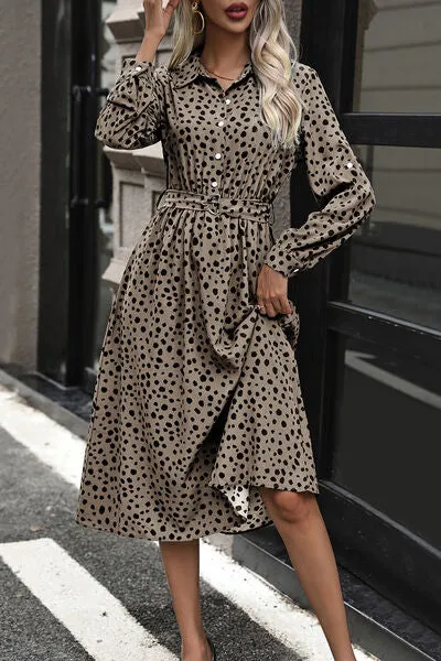 Lex Polka Dot Tied Button Up Dress