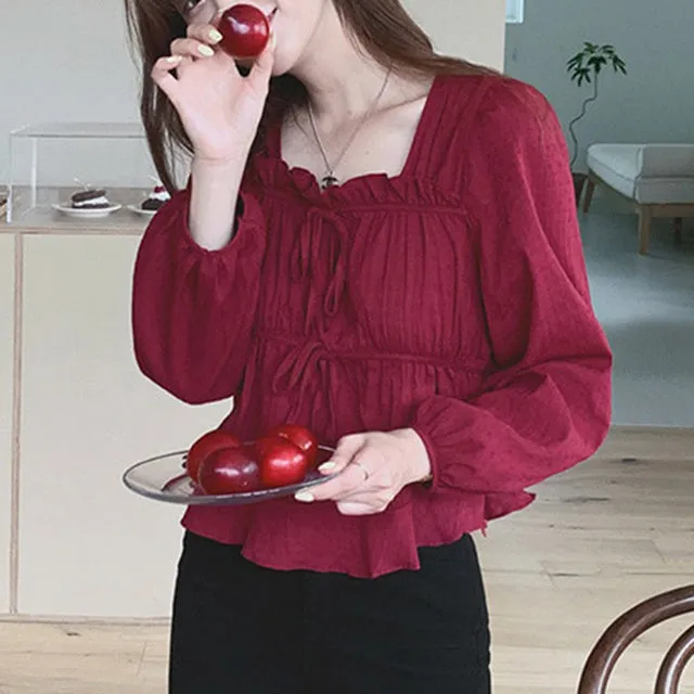 Linen Cotton Shirt Tops Casual Girls White Blouse