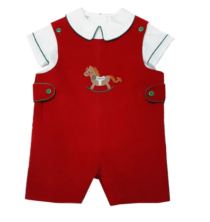 Little Threads Smocked Christmas Wreath Dress Set