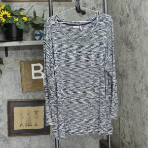 LOGO by Lori Goldstein Womens Plus Size Knit Tunic Shirt Top Black Multi 2X