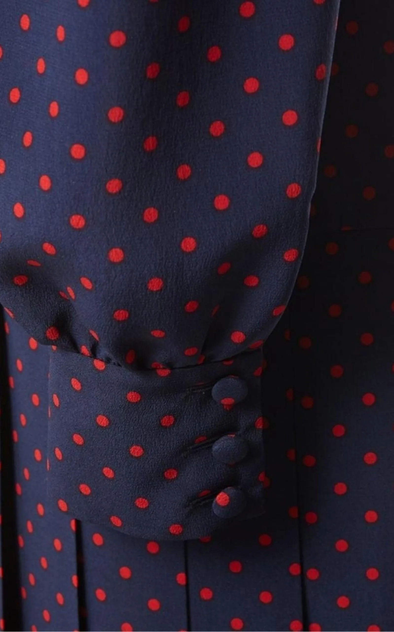 Long-Sleeve Highneck Polka-Dot Dress