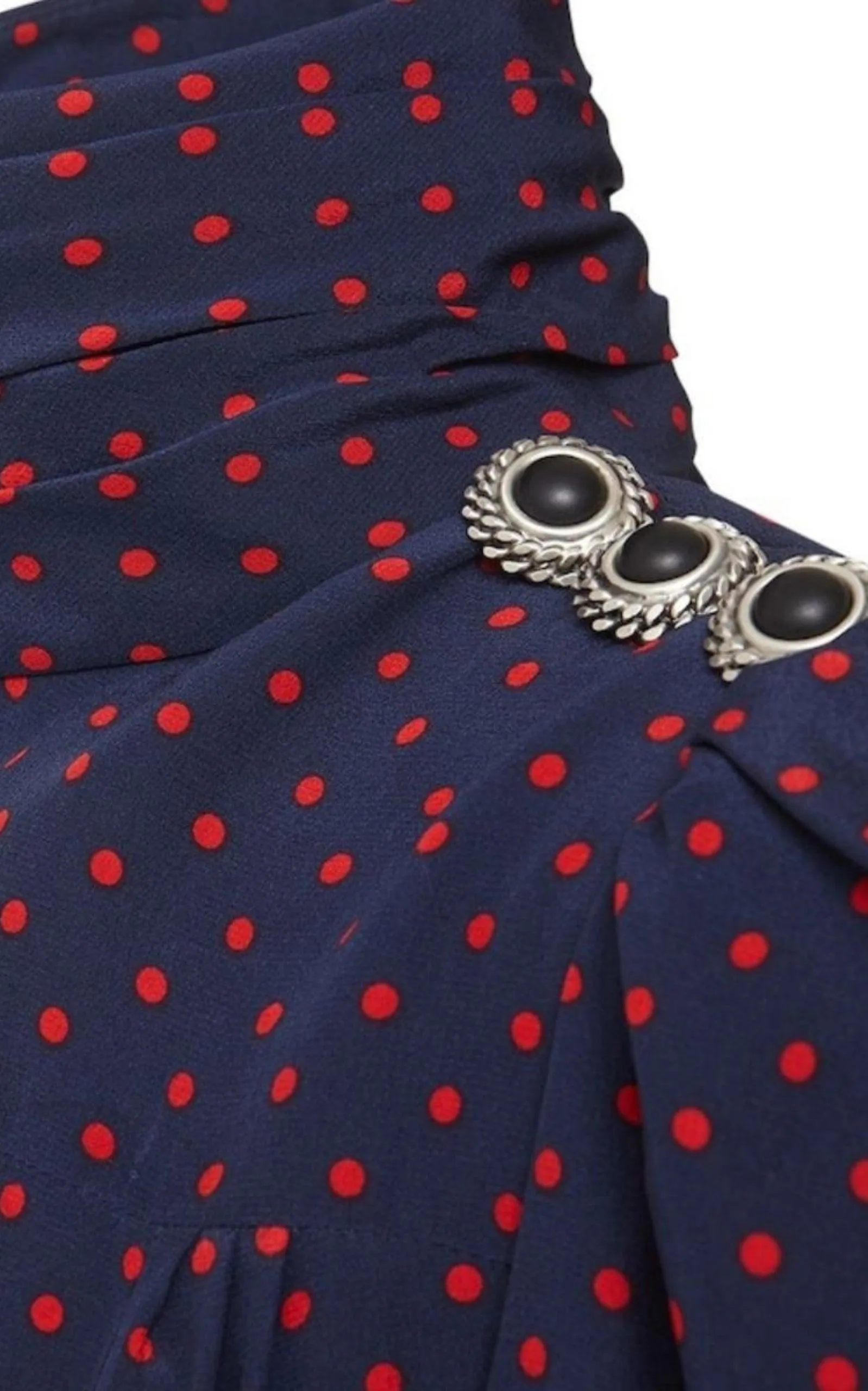 Long-Sleeve Highneck Polka-Dot Dress