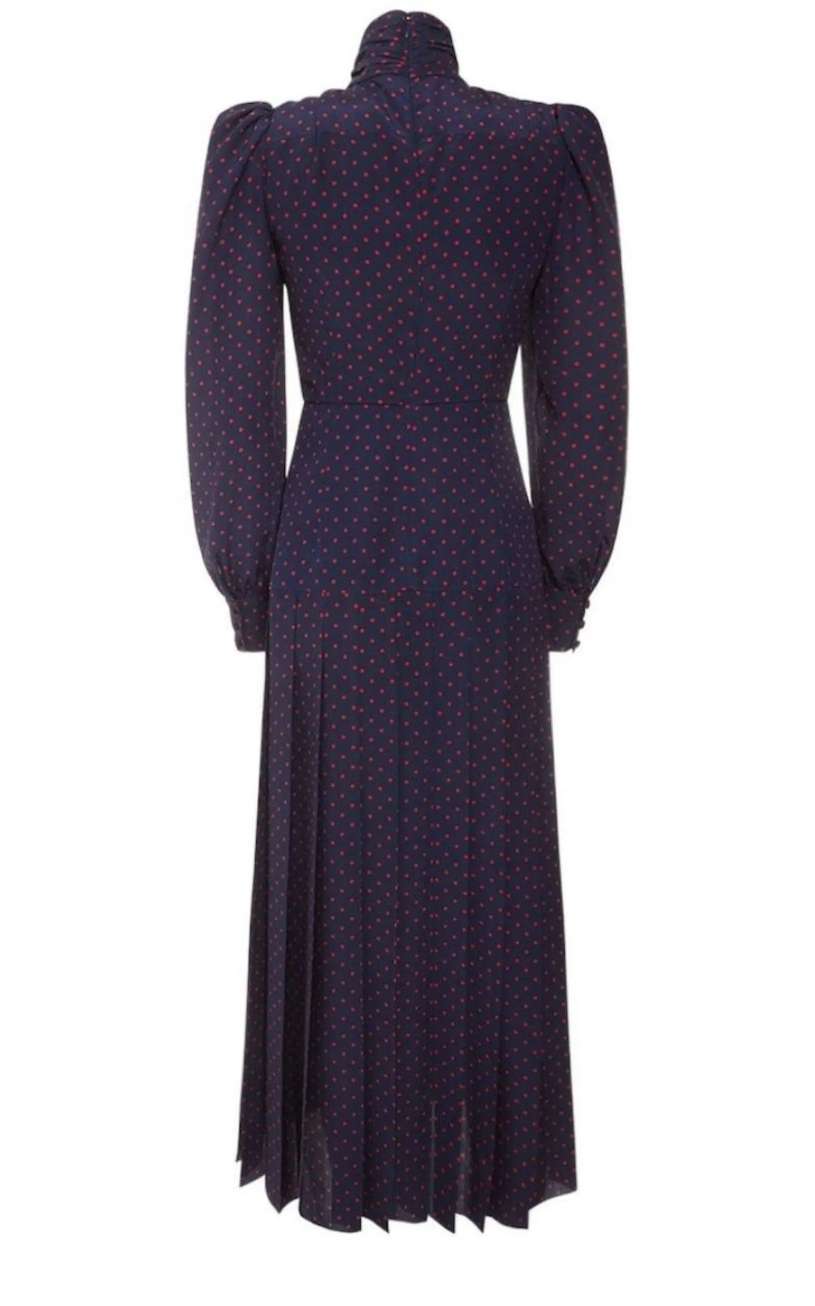 Long-Sleeve Highneck Polka-Dot Dress