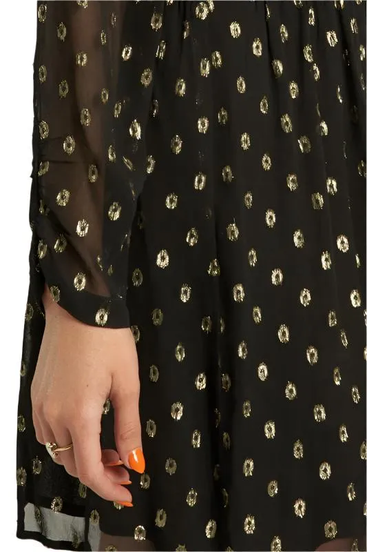 Long Sleeve Lurex Polka Dot Mini Dress