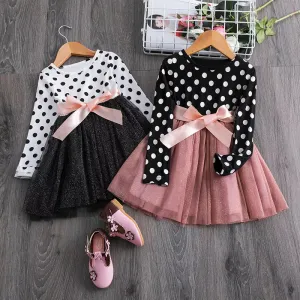 Long Sleeve Polka Dot Baby Girl Princess Dress