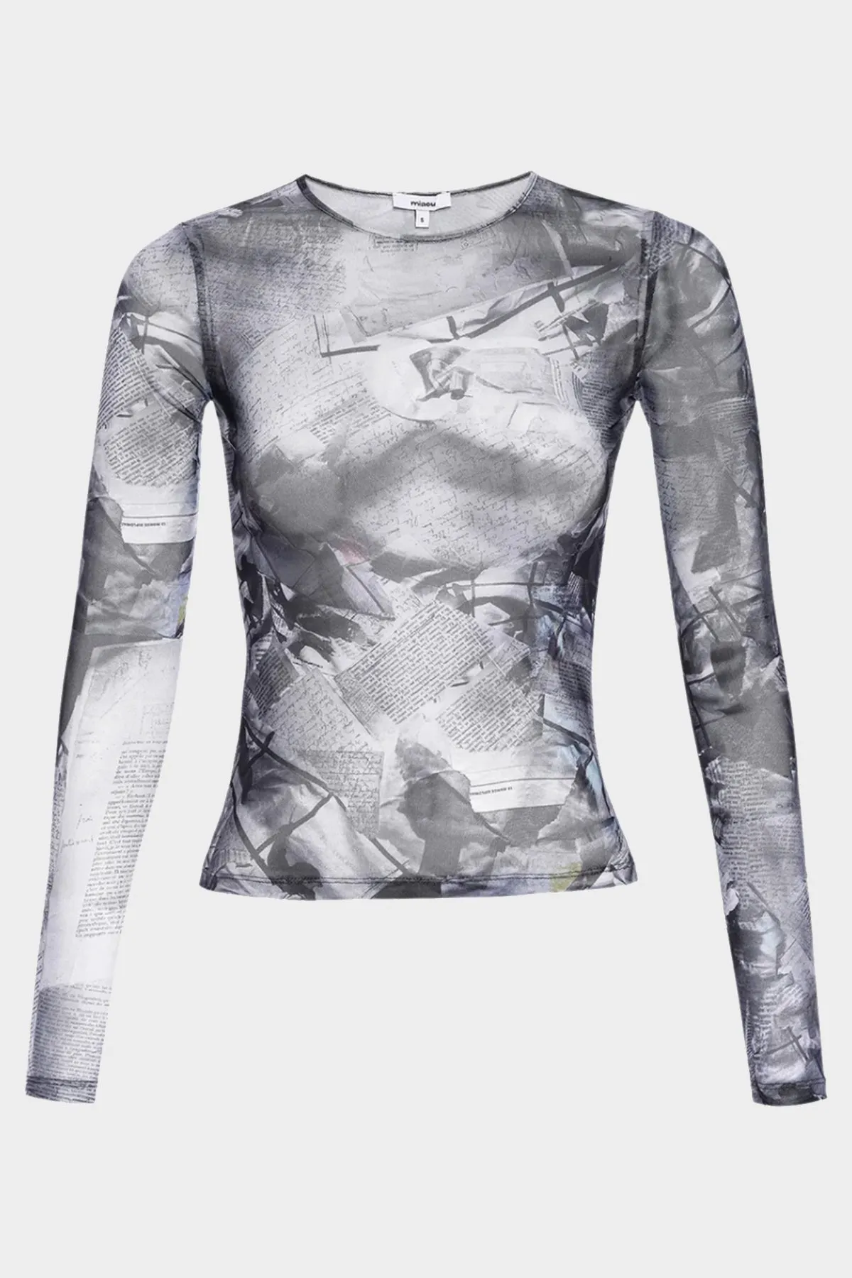 Long Sleeve Tee in Newspaper Trompe L'Oeil