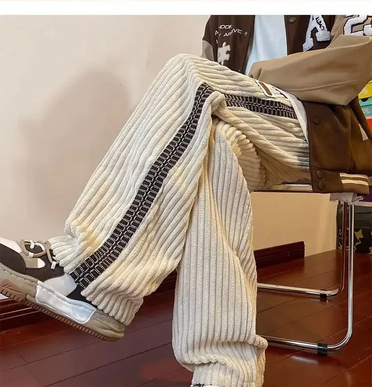 Loose Side Pattern Corduroy Men Pants