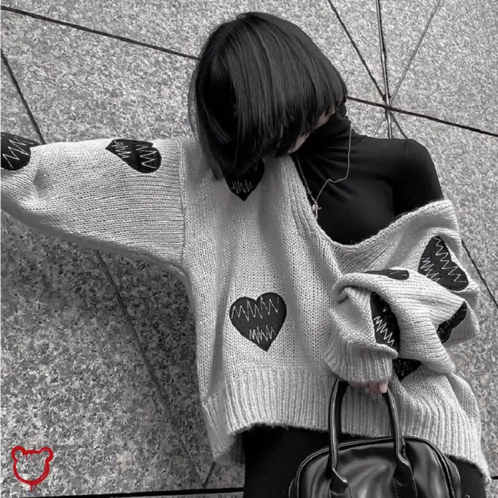 Love-Themed Casual Knit Sweater
