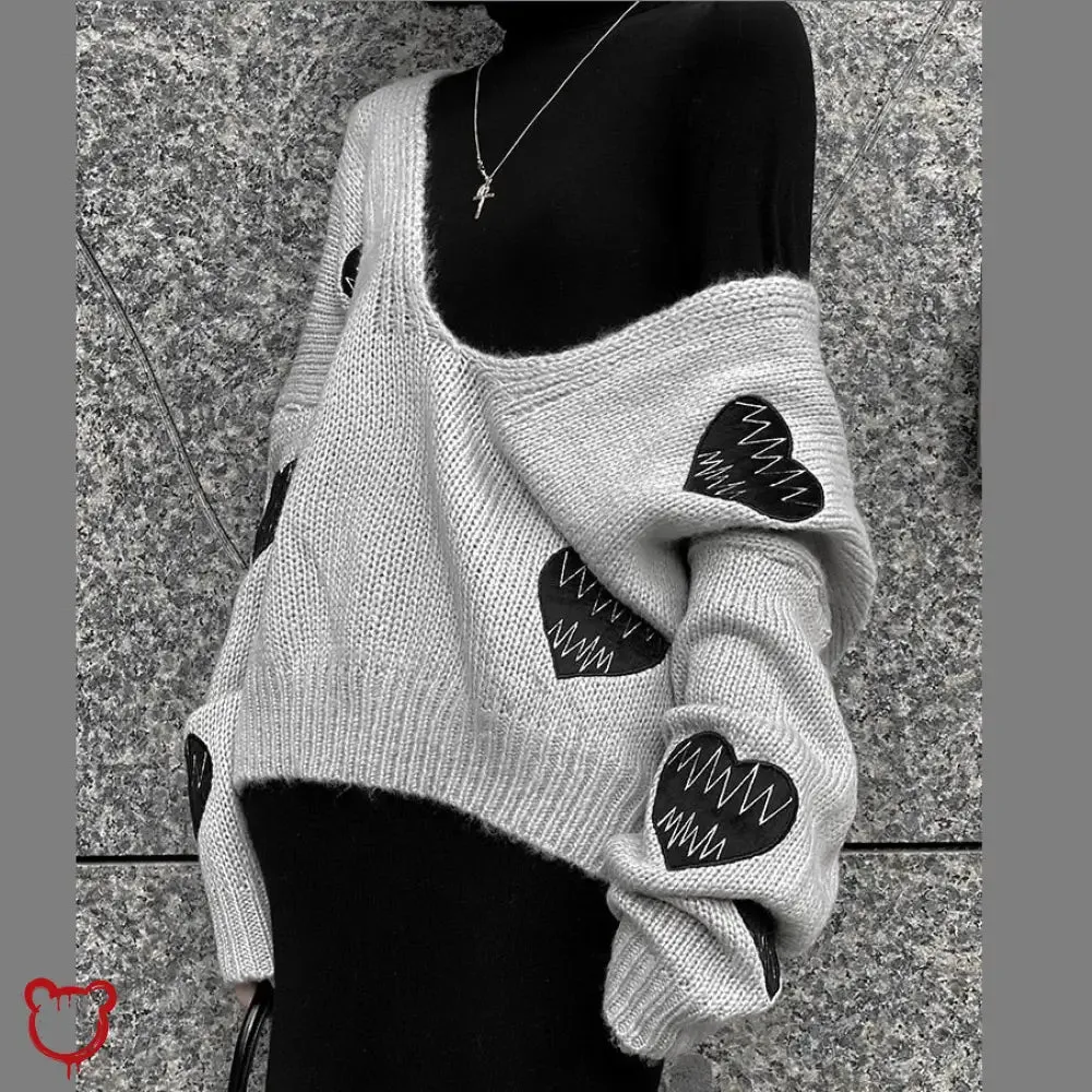 Love-Themed Casual Knit Sweater