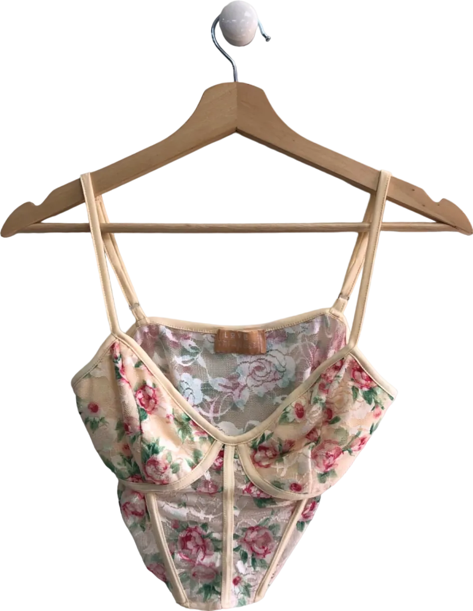 Love Triangle Beige Floral Bodysuit UK S