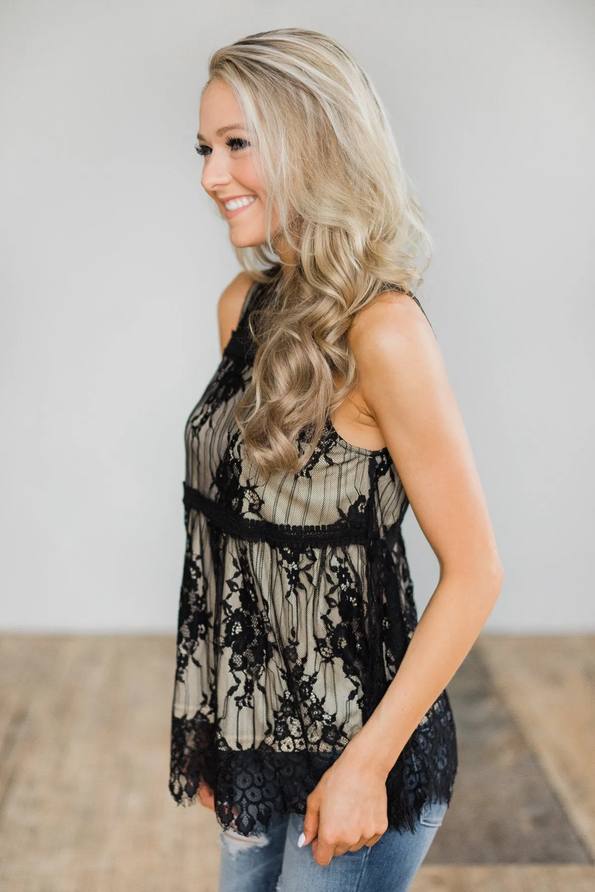 Love's On My Mind Top - Black Lace