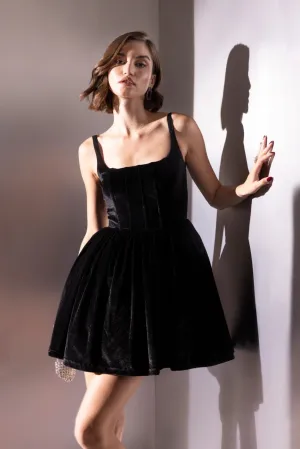 Lovesick - black corset velvet dress