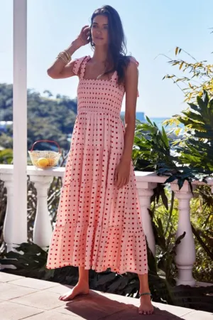 Maxi Dress with Smocked Bodice and Ruffled Straps