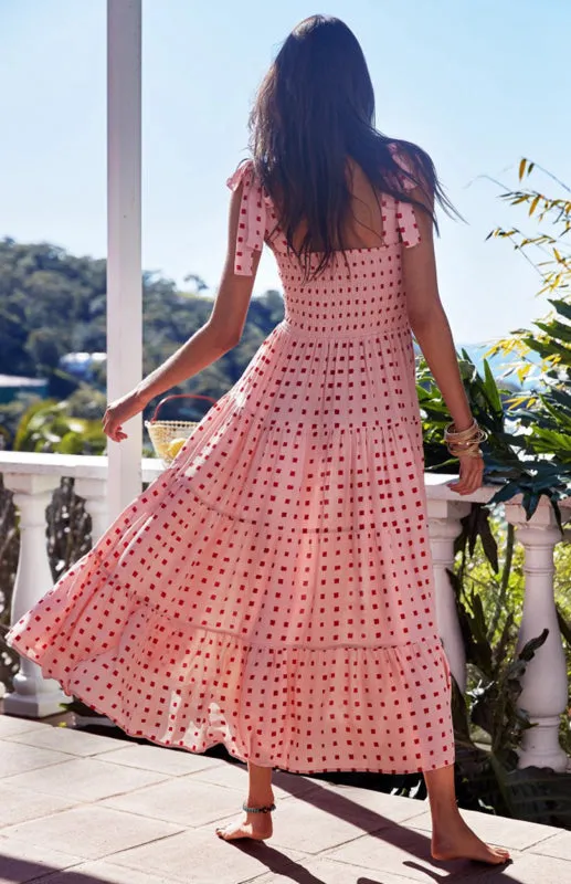 Maxi Dress with Smocked Bodice and Ruffled Straps