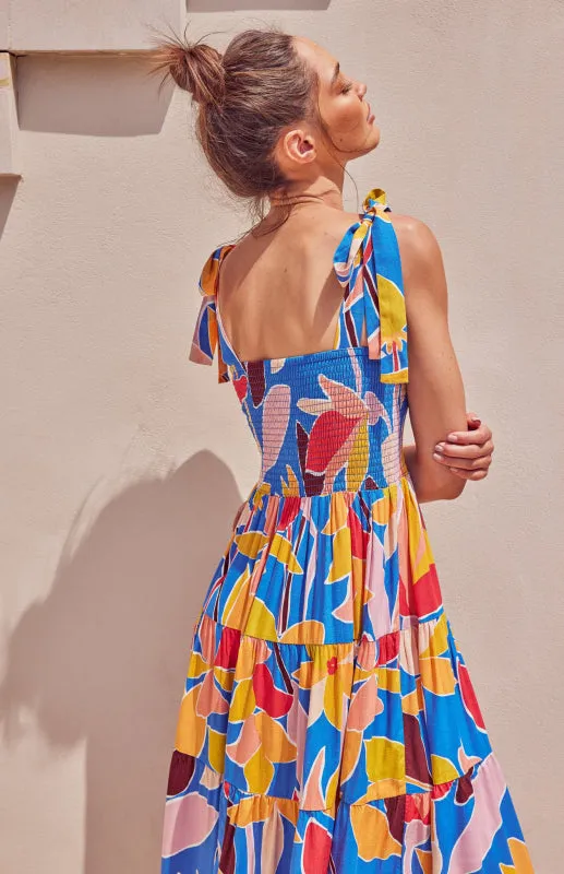 Maxi Dress with Smocked Bodice and Ruffled Straps