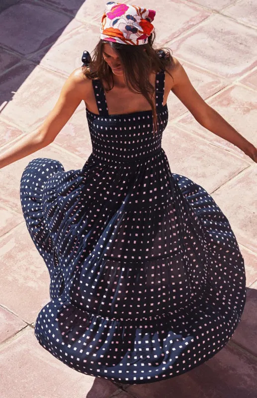 Maxi Dress with Smocked Bodice and Ruffled Straps