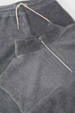 Mayoral Super Soft Corduroy Half Zip Sweatshirt in Grey: Size 8 to 18